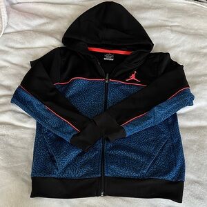 Jordan Kids Black and Blue Patterned zip up Hoodie